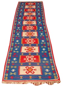 Geometric Kilim Runner, 9' L x 2' 5.4" W