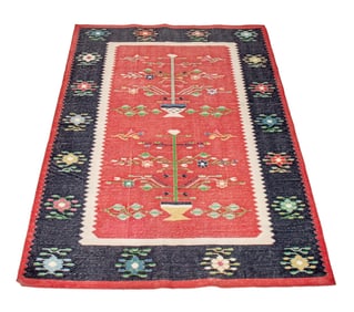 Modern Flatweave Pictorial Rug, 5' 9" x 3' 8"
