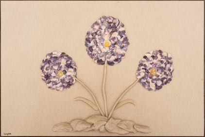 David Langdon "Beach Flowers" Mixed Media on Board