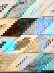 Signed 12 Part Encaustic on Canvas Series, 2005