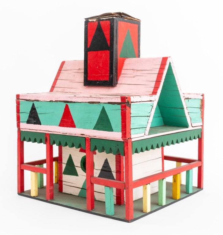 Folk Art Painted Wooden Dollhouse (1 of 13)
