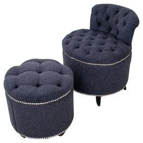 Eichholtz Hermes Style Boudoir Chair & Ottoman