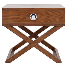 Campaign Style Wooden Veneer Nightstand