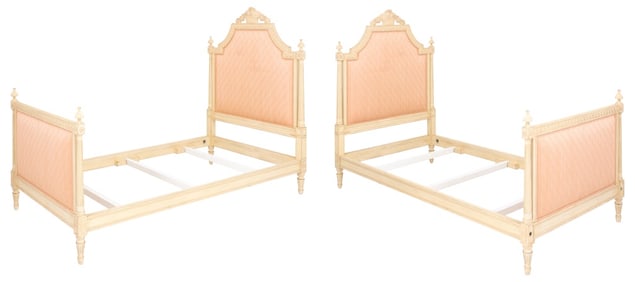 Louis XVI Style White Painted Single Beds, 2