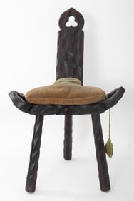 Gothic Revival Manner Trefoil Hardwood Stool