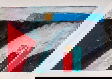Kamy Deljou "D-Series" Color Lithograph: Kamy Deljou (Iranian, b. 1957), "D-Series", Lithograph in Colors, signed in pencil lower right, titled to verso, unframed. Image: 24" H x 36" ; sheet: 29.5" H x 42" W. Provenance: From a West 12th