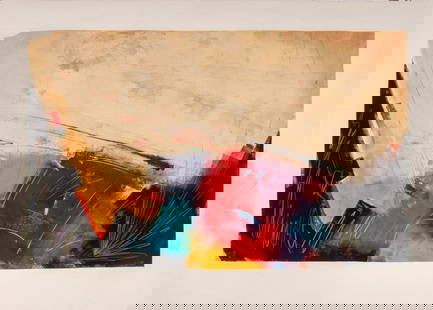Kamy Deljou Abstract Composition Color Lithograph: Kamy Deljou (Iranian, b. 1957), Abstract Composition, Lithograph in Colors, apparently unsigned, unframed. Image: 24" H x 36" W; sheet: 29.5" H x 42" W. Provenance: From a West 12th Street Estate.