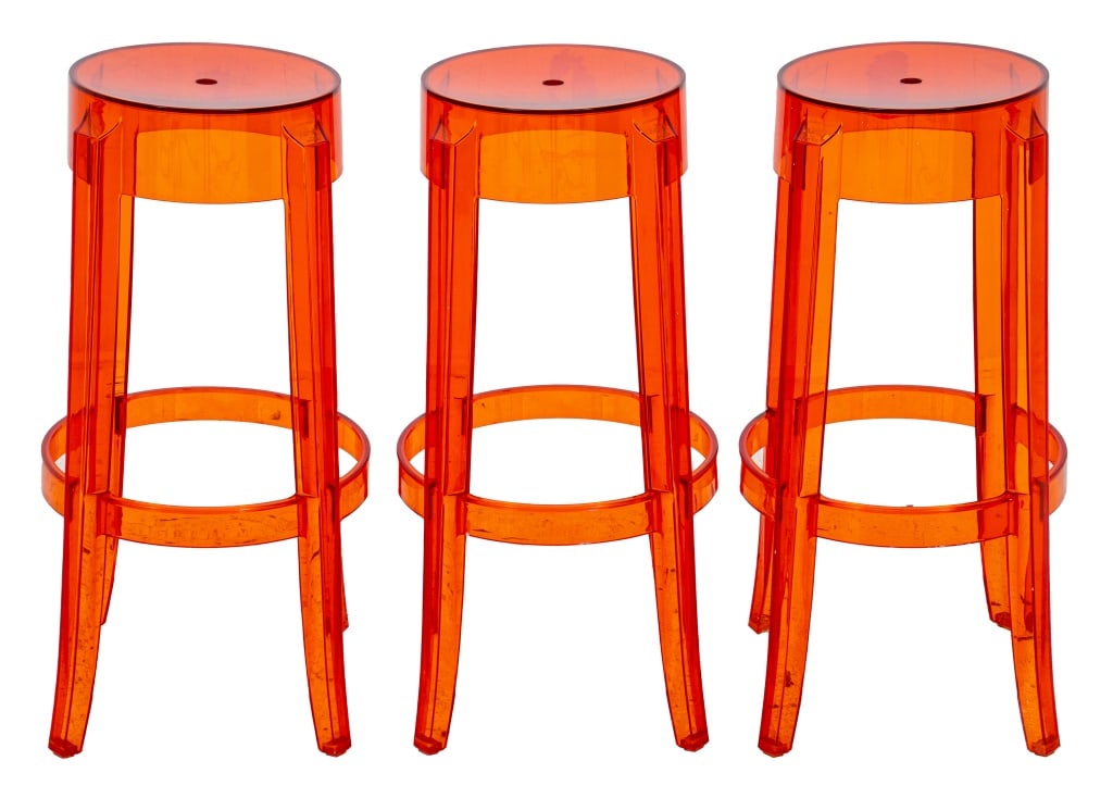 Starck x Kartell "Charles Ghost" Orange Stools, 3 (1 of 10)