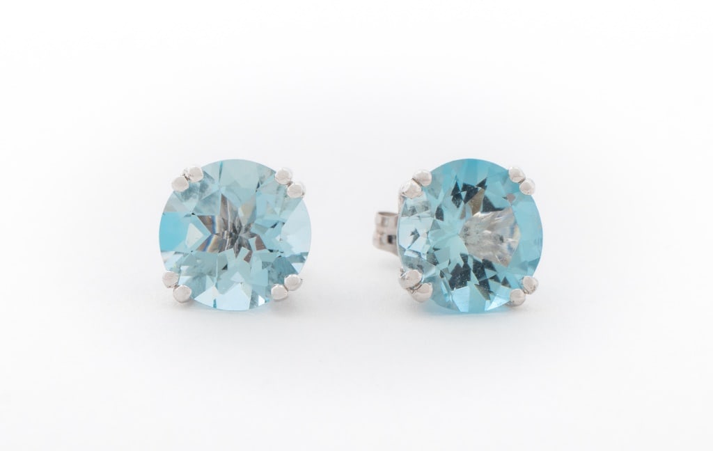 14K White Gold Aquamarine Stud Earrings (1 of 6)