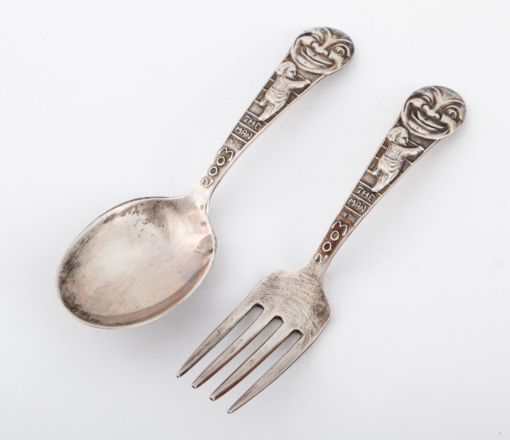 Webster Co. Sterling "Man in the Moon" Set, 2 Pcs. (1 of 6)