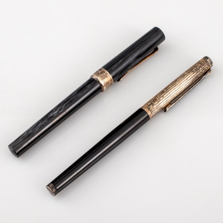 Levenger Black & Silver Fountain Pens 18K Nibs, 2 (1 of 12)