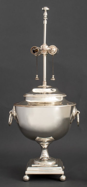 Silver Metal Covered Urn Lamp (1 of 10)