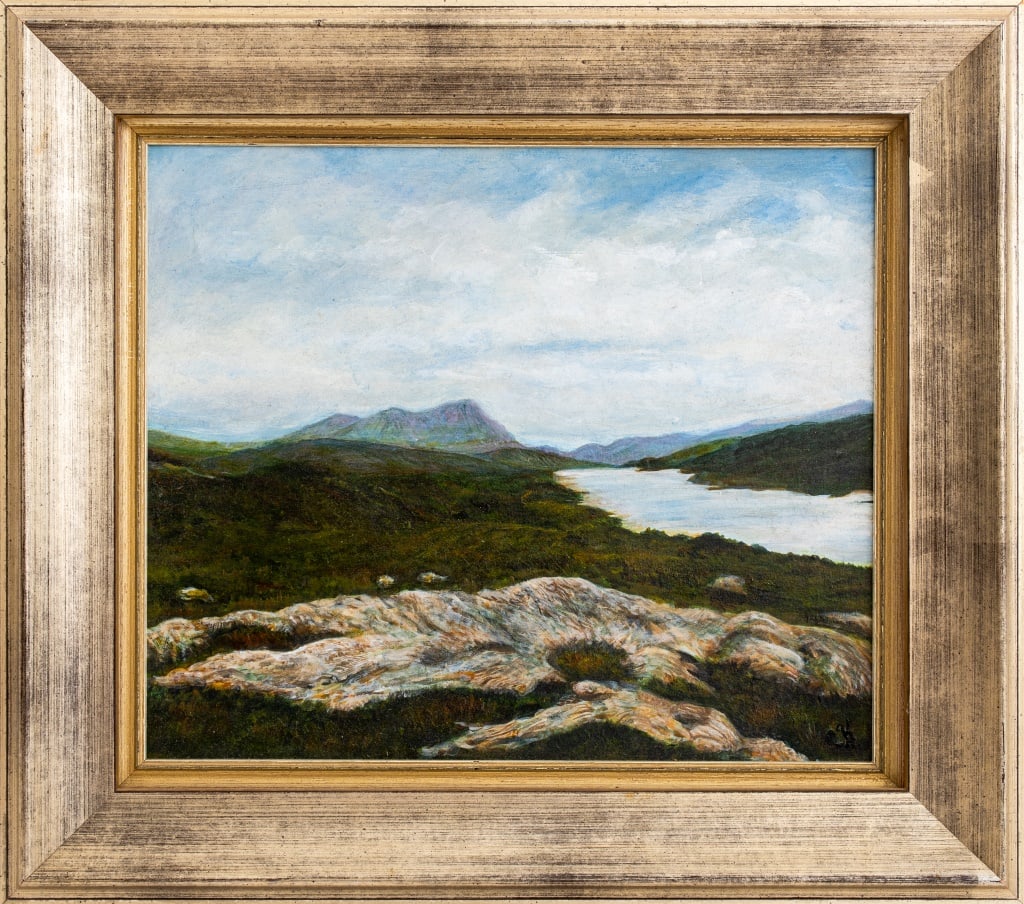 Signed Alpine Landscape Oil on Board, 20th C. (1 of 8)