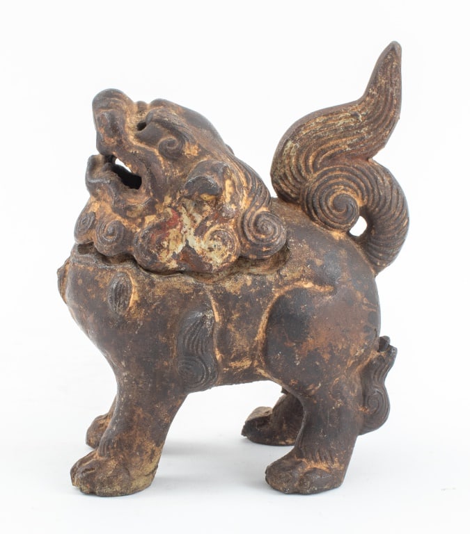 Chinese Covered Cast Iron Foo Lion Censer (1 of 11)