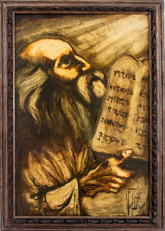 Illegibly Signed Moses & Ten Commandments Oil (1 of 10)
