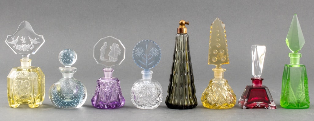 Czech & German Colored Glass Perfume Bottles, 8 (1 of 6)