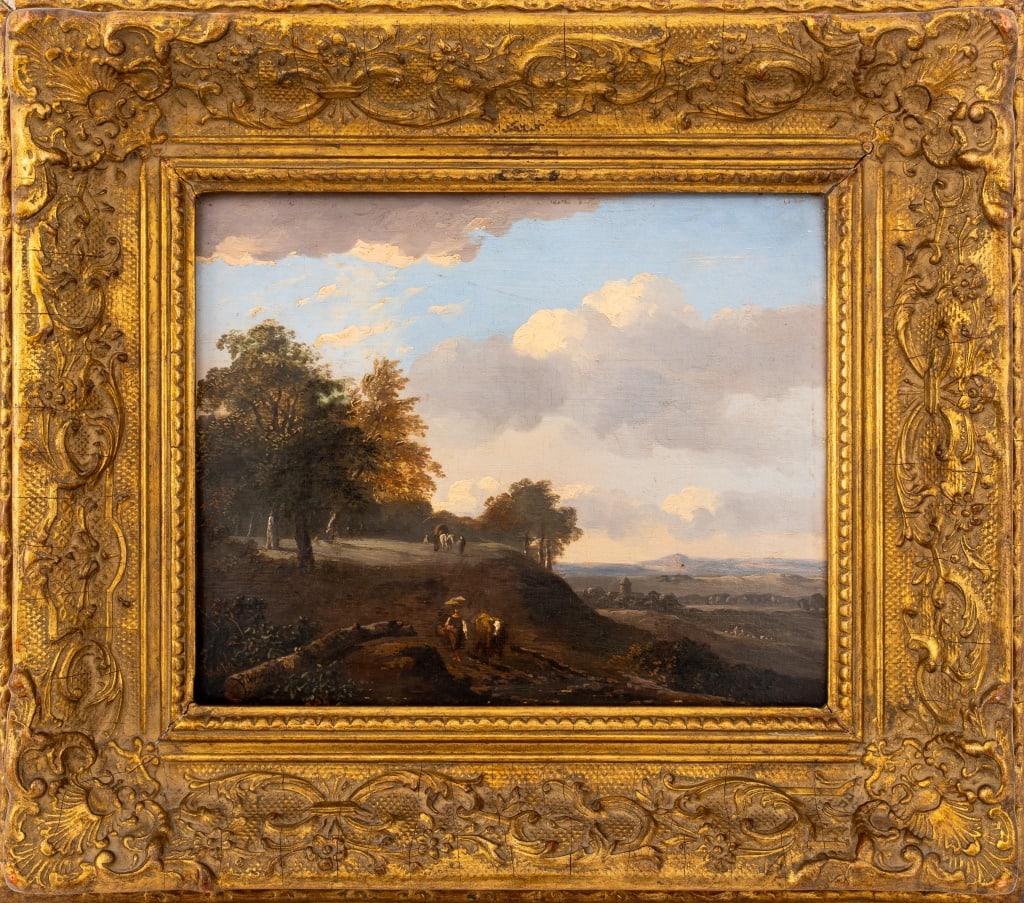 French School Pastoral Landscape Oil on Panel (1 of 8)