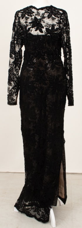 James Galanos Sequin and Lace Evening Gown (1 of 13)