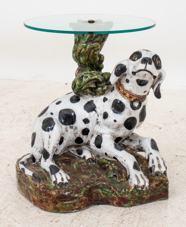 Italian Majolica Glass-Topped Figural Side Table (1 of 6)