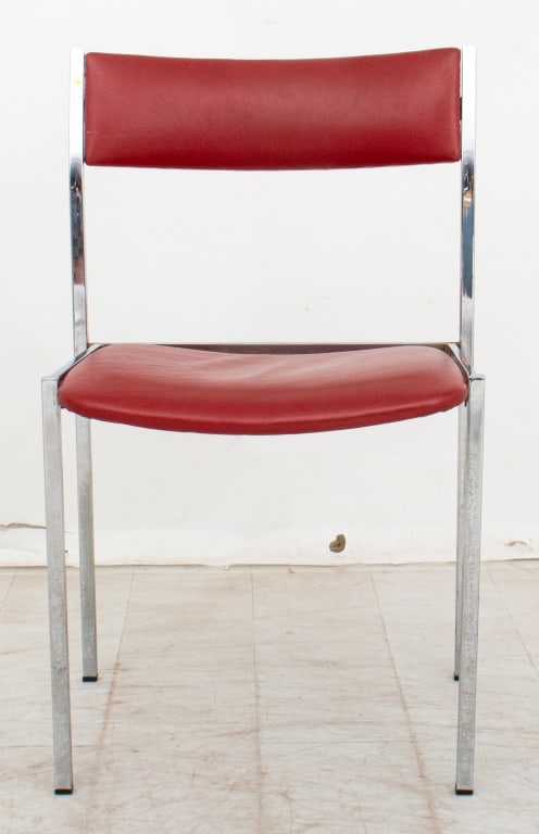 Mid-Century Modern Red Leather and Chrome Chair (1 of 4)