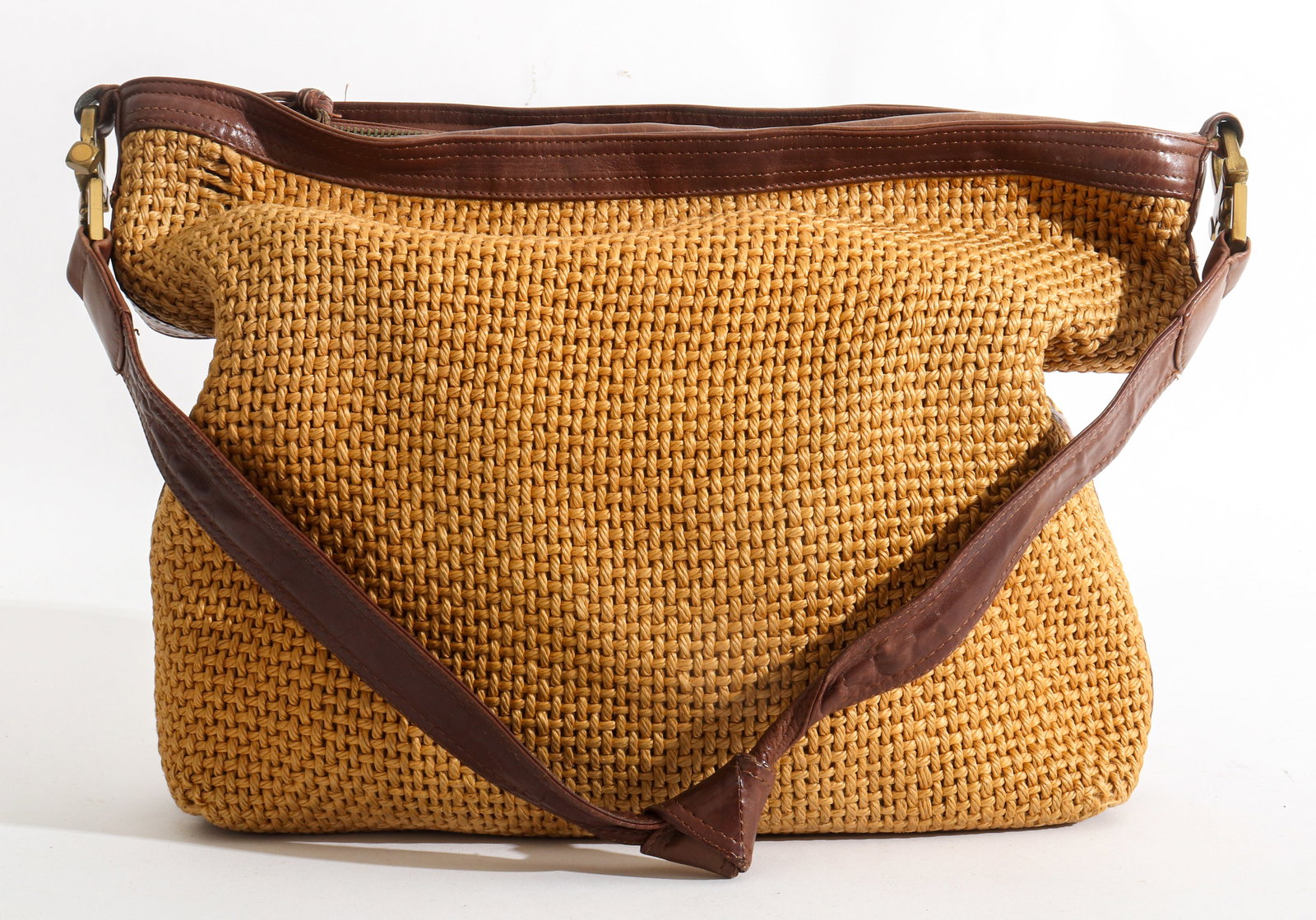 Bottega Veneta Woven Raffia & Leather Handbag (1 of 7)