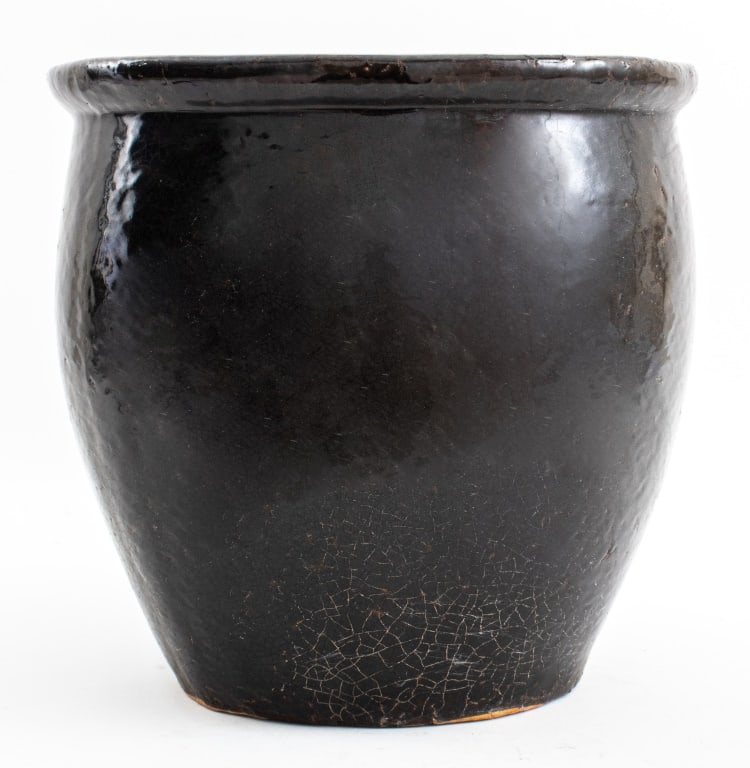 Chinese Black Glazed Ceramic Tree Pot (1 of 6)