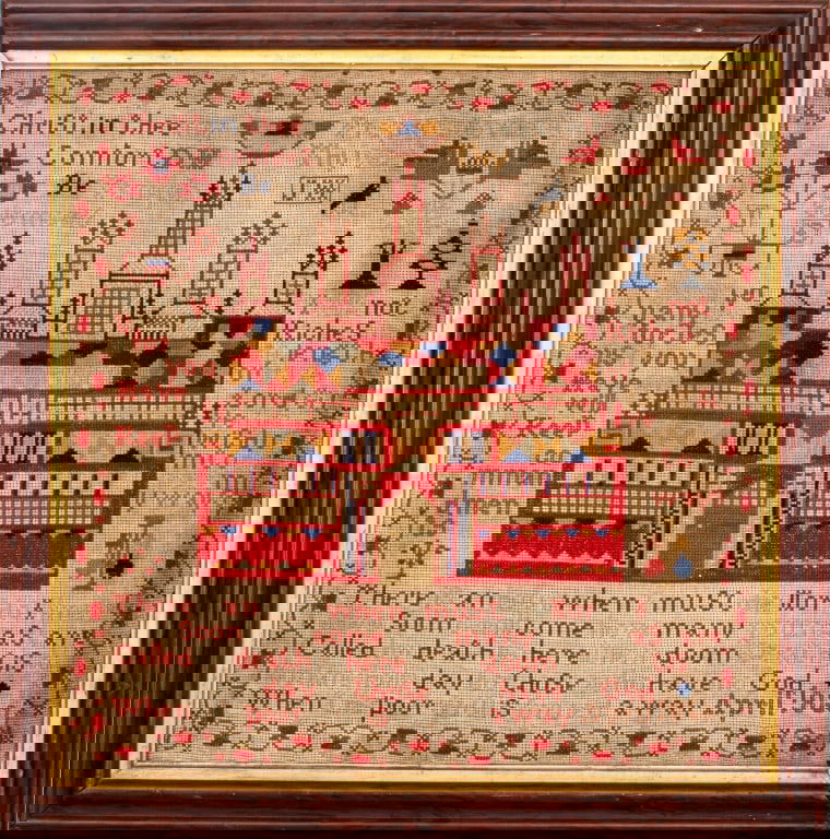 Pictorial Needlepoint Sampler, Dated 1860 (1 of 9)