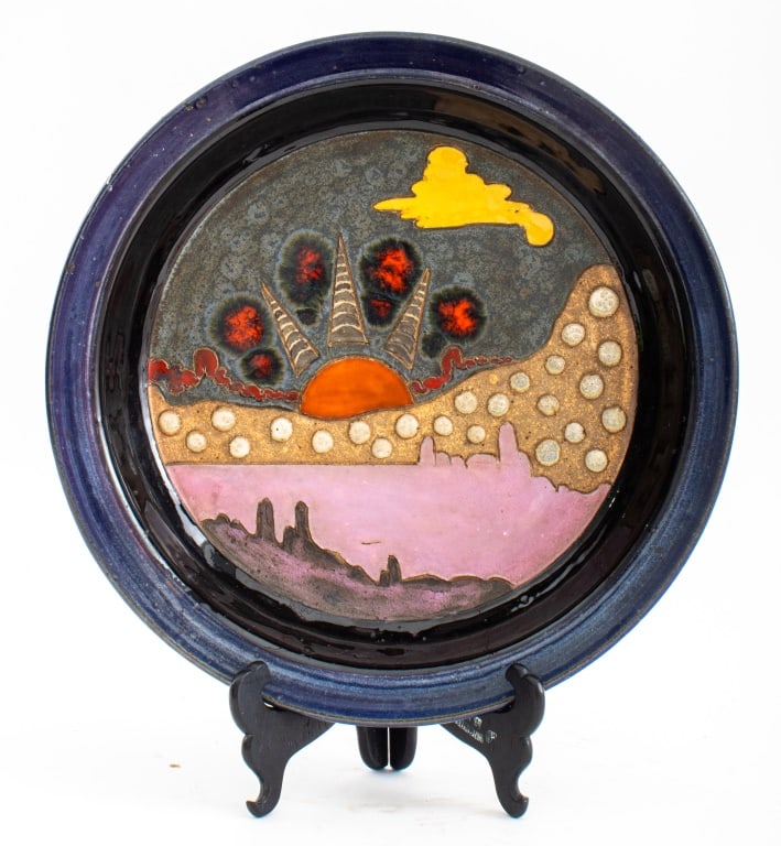 American Studio Art Pottery Plate, 1970s (1 of 8)