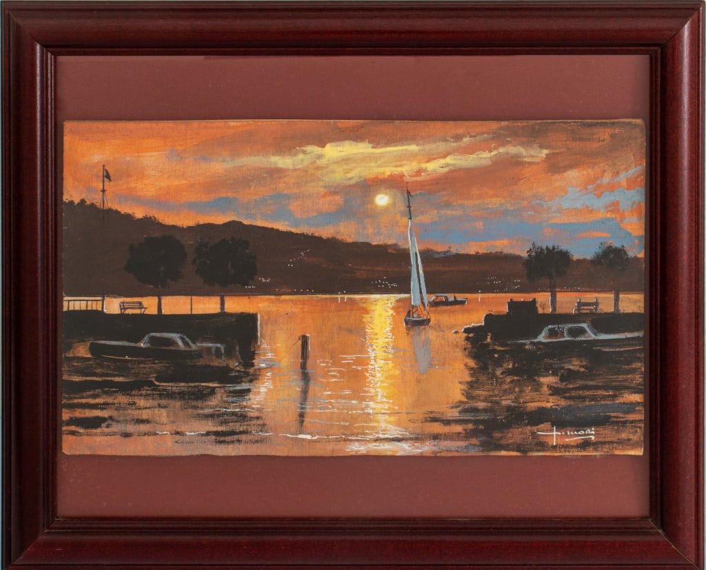 T. Mori Bay at Dusk Gouache on Panel (1 of 6)