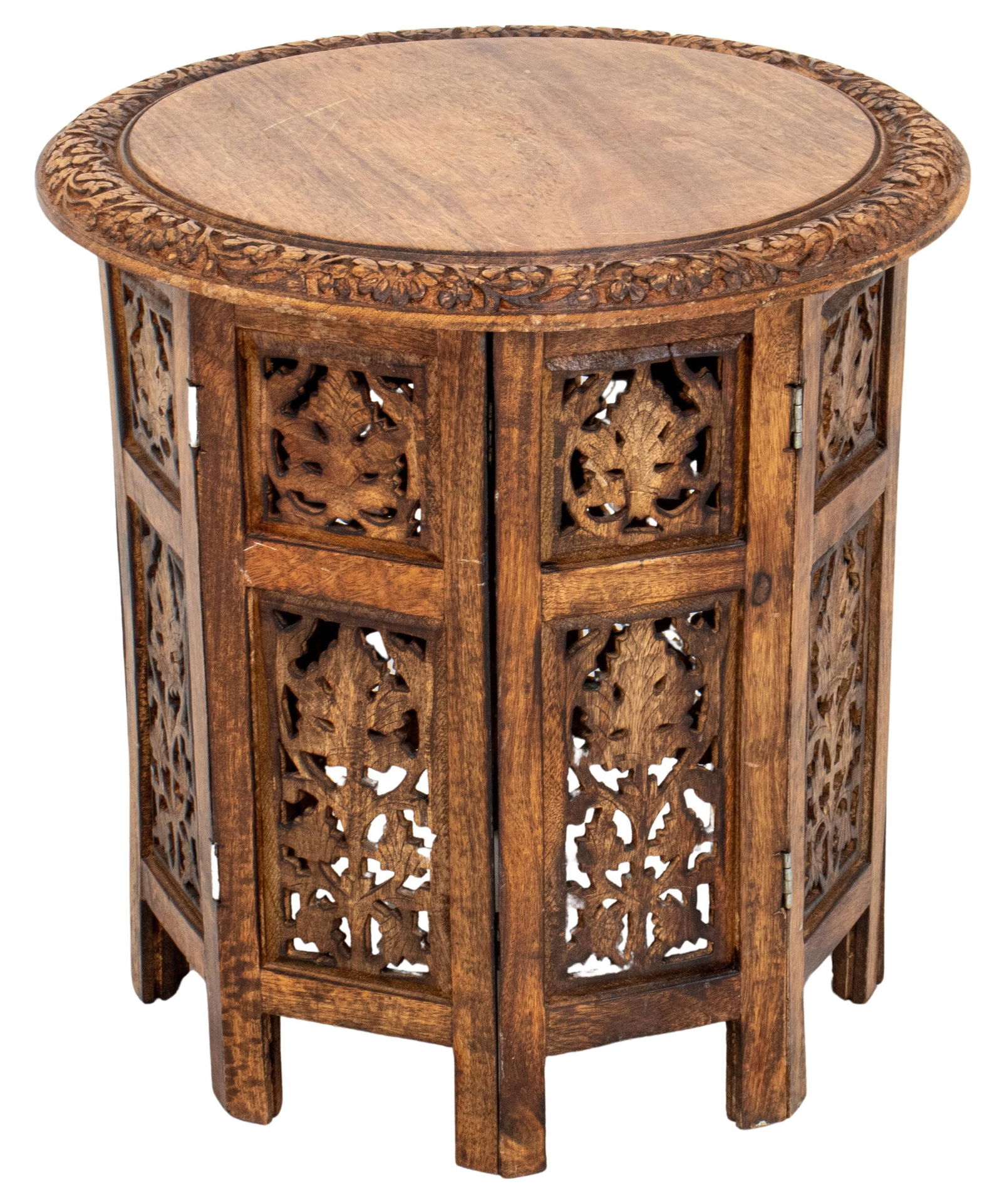 Anglo-Indian Carved Rosewood and Teak Side Table (1 of 7)