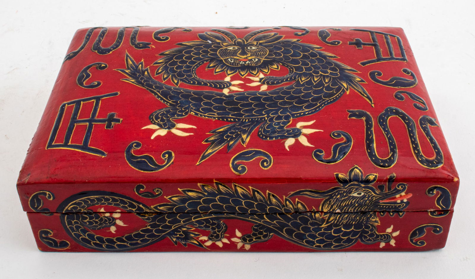 Kashmiri Red and Blue Lacquer Table Box (1 of 9)