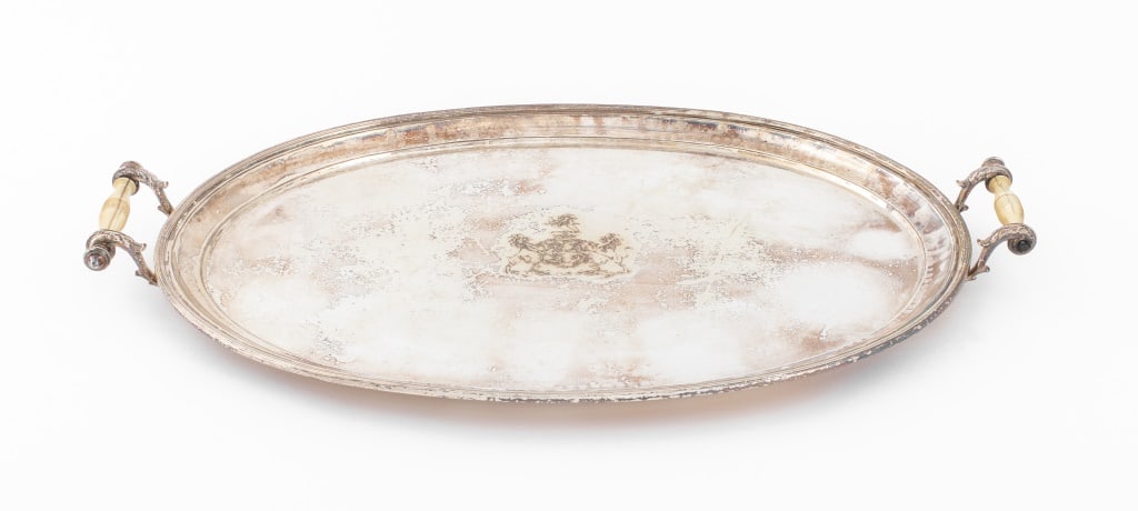 Silver Plate Armorial Service Tray (1 of 8)