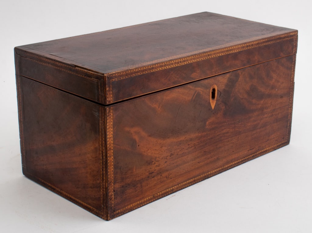 Flame Mahogany Tea Caddy, 19th C (1 of 7)