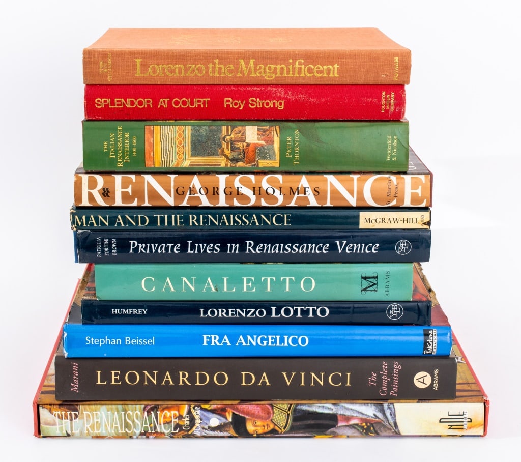 Books on the Renaissance, 11: Collection of Eleven Books on the Renaissance, comprising: Hugh Ross Williamson "Lorenzo the Magnificent", Roy Strong "Splendor At Court", Peitro C. Marani "Leonardo Da Vinci: The Complete Paintings",