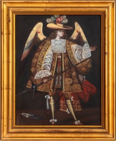 Cuzco School Style Archangel Salamiel Oil on Panel