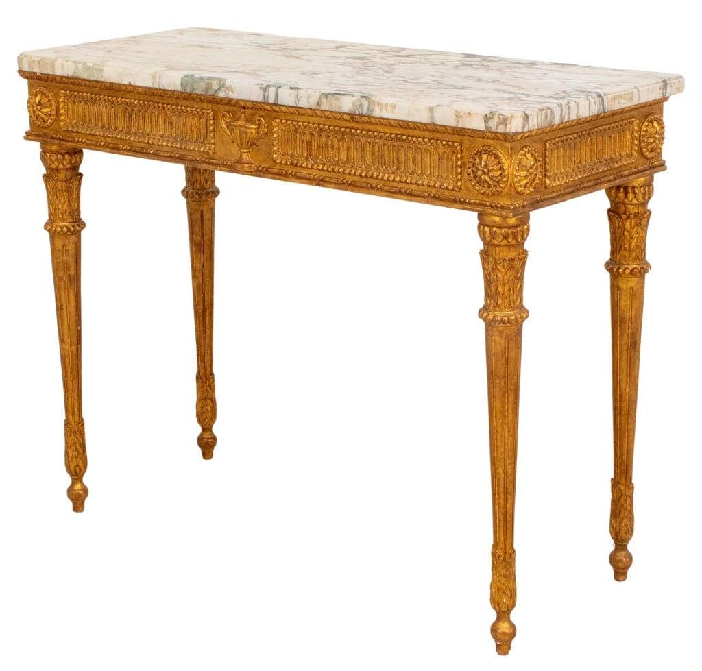 Louis XVI Style Marble Giltwood Console Table (1 of 8)