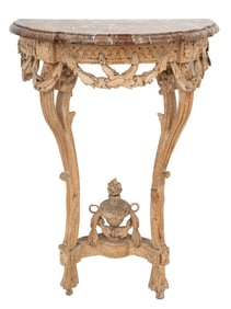 Louis XVI Marble Top Giltwood Console Table, 18 C.