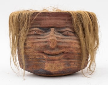 Louis Mendez Olmec Head Mixed Media Sculpture