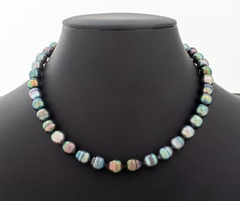 Cultured Tahitian Pearl Necklace 14K Diamond Clasp