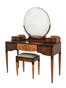 Art Deco Coromandel & Marquetry Vanity and Stool