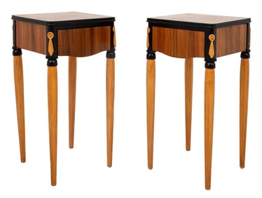 Art Deco Style Calamander Ebonized Side Tables