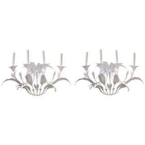 Art Nouveau Style Floral Candelabra Sconces, Pair
