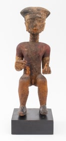 Mbole Polychrome Painted Wooden Male Figure