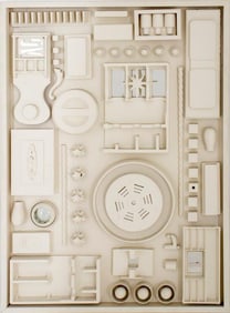 Louise Nevelson Style White Found Object Sculpture