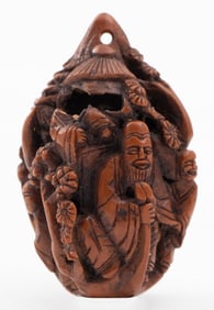 Japanese Hand-Carved Fruit Pit Netsuke