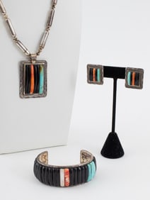 Carlos Eagle Silver Multi-Stone Inlay Jewelry Set