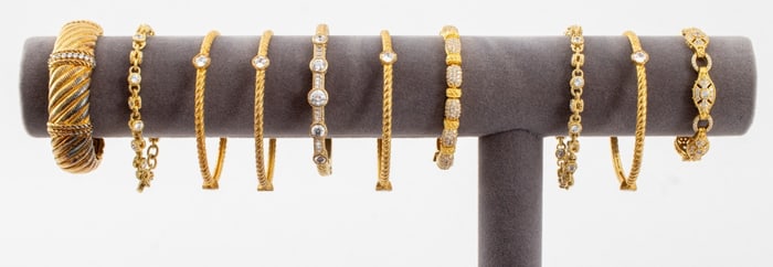 Judith Ripka Sterling Silver Gilt Bracelets, 10