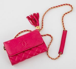 Chanel Pink Quilted Leather Front Flap Handbag