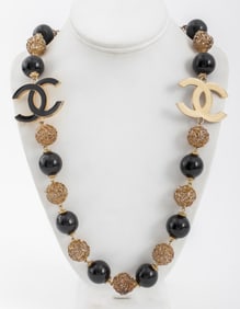 Chanel Black Enamel & Gold-Tone Metal Necklace
