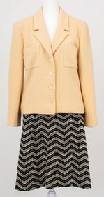 Chanel Runway Assembled Wool Skirt Suit, 2002